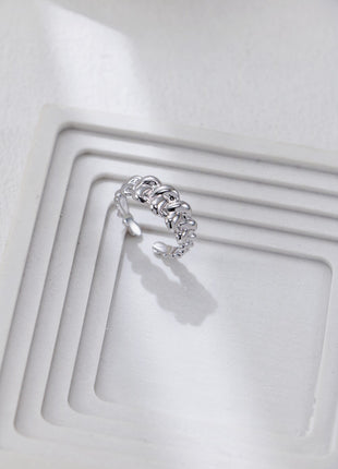 S925 Silver Braided Ring J0386
