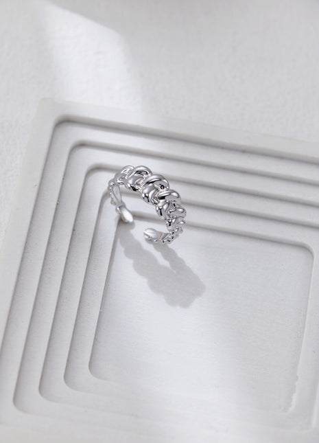 S925 Silver Braided Ring J0386