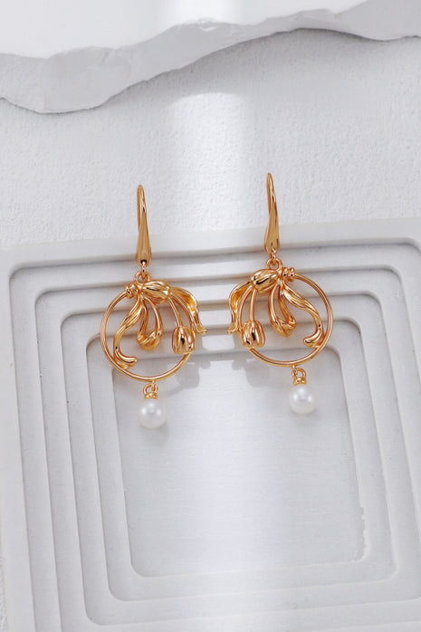 S925 Silver Tulip Pearl Earrings CE0324