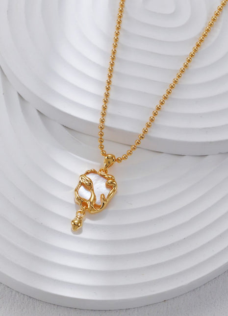 S925 Silver White Shell Necklace D0556