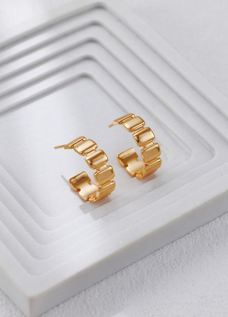 S925 Silver Square C Earrings CE0327
