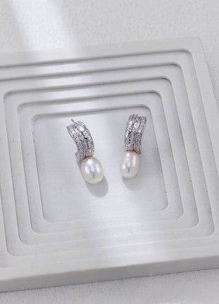 S925 Silver Zircon Pearl Earrings CE0329