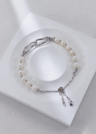 S925 Silver Double-Clip Pearl Bracelet SL0112