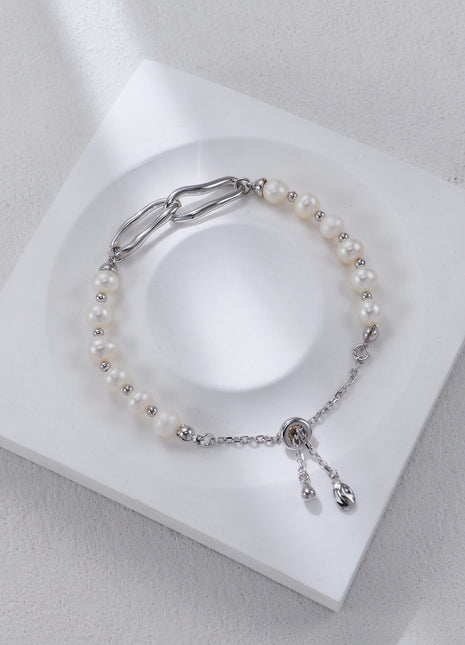 S925 Silver Double-Clip Pearl Bracelet SL0112
