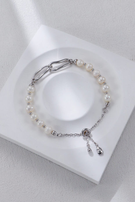 S925 Silver Double-Clip Pearl Bracelet SL0112