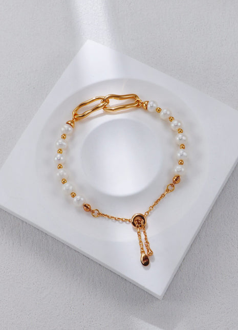 S925 Silver Double-Clip Pearl Bracelet SL0112