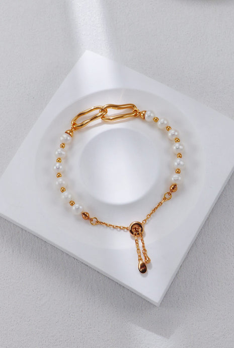 S925 Silver Double-Clip Pearl Bracelet SL0112