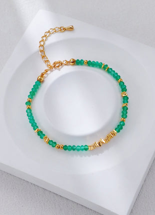 S925 Silver Green Agate Necklace D0570