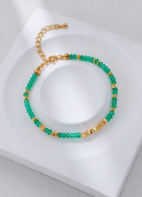 S925 Silver Green Agate Necklace D0570