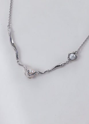 S925 Silver Pearl Necklace D0574