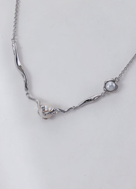 S925 Silver Pearl Necklace D0574