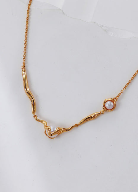 S925 Silver Pearl Necklace D0574
