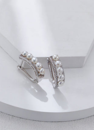 S925 Silver Pearl Zircon Earrings CE0349