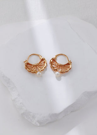 S925 Silver Feather Pearl Earrings CE0361
