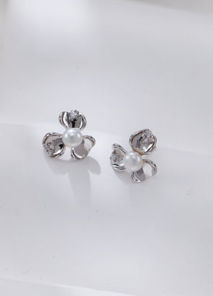 S925 Silver Petal Zircon Earrings CE0362
