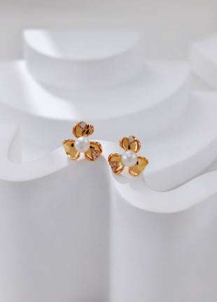 S925 Silver Petal Zircon Earrings CE0362