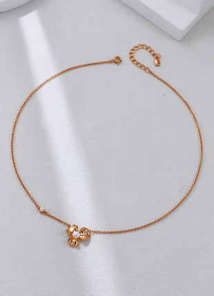 S925 Silver Petal Zircon Necklace D0582