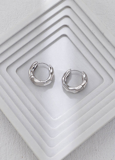 S925 Silver Hammered Earrings CE0369