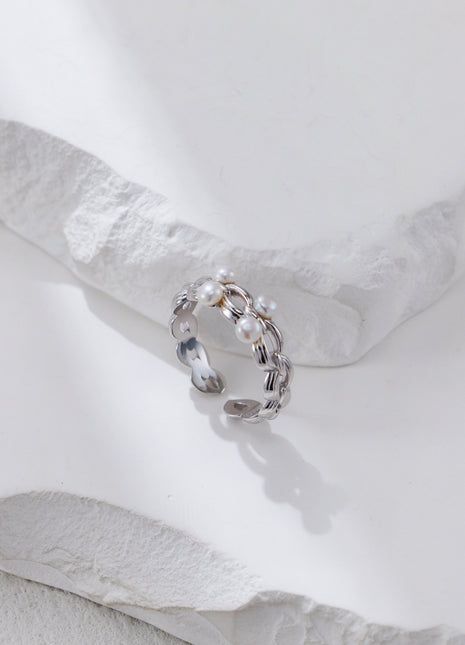 S925 Silver Pearl Ring J0404