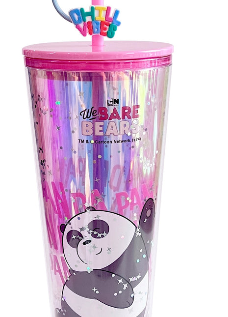 We Bare Bears Seaside Music Festival Double Wall Plastic Tumbler with Straw (800mL)(Panda)