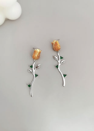 Sterling silver rose earrings E0530
