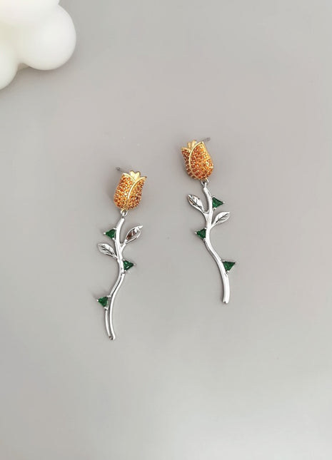 Sterling silver rose earrings E0530