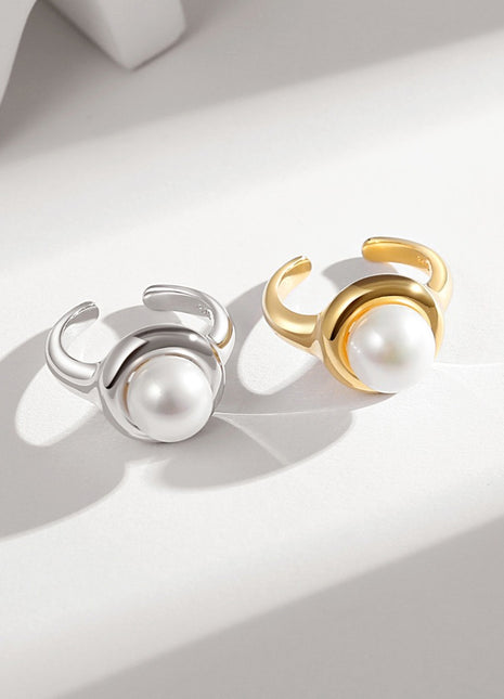 Pure silver pearl ring J0065