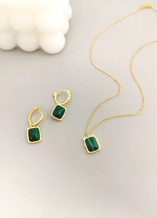 Malachite Earrings Necklace Set E0522