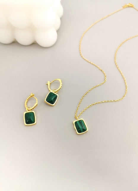 Malachite Earrings Necklace Set E0522