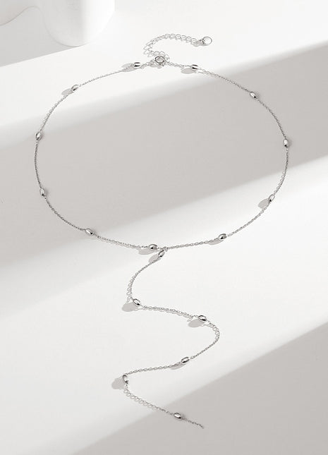 Silver long necklace D0206