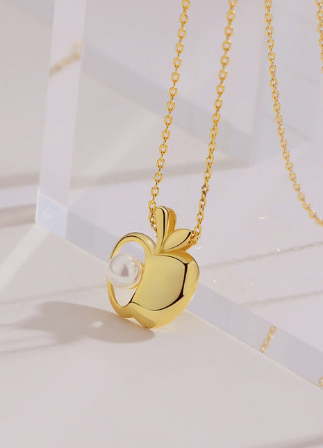 925 Silver Apple Necklace D0174