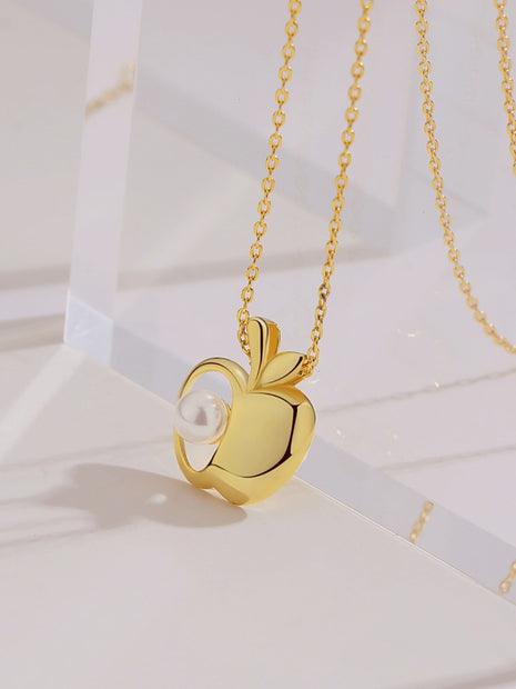 925 Silver Apple Necklace D0174