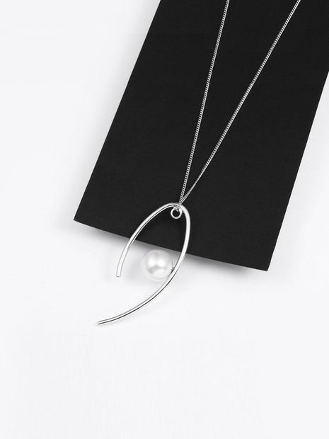 925 Sterling Silver Pearl Sweater Chain D0151