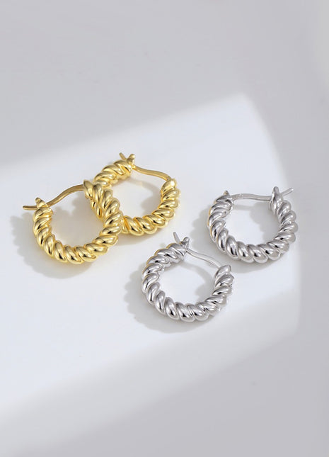 Sterling Silver Wrapped Hoop Earrings E0627