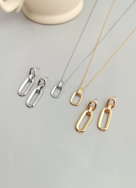 925 Silver Square Double Ring Jewelry Set D0200