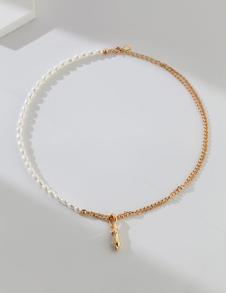 Pure silver pearl necklace D0311