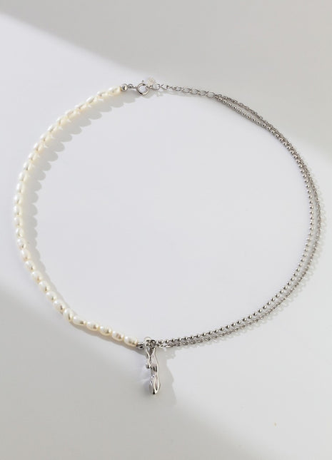 Pure silver pearl necklace D0311