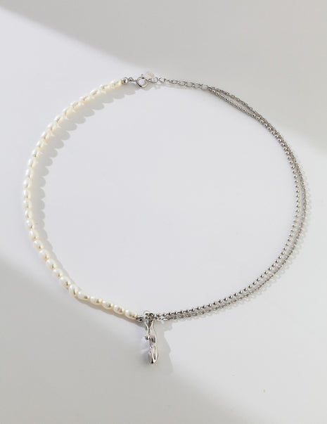 Pure silver pearl necklace D0311