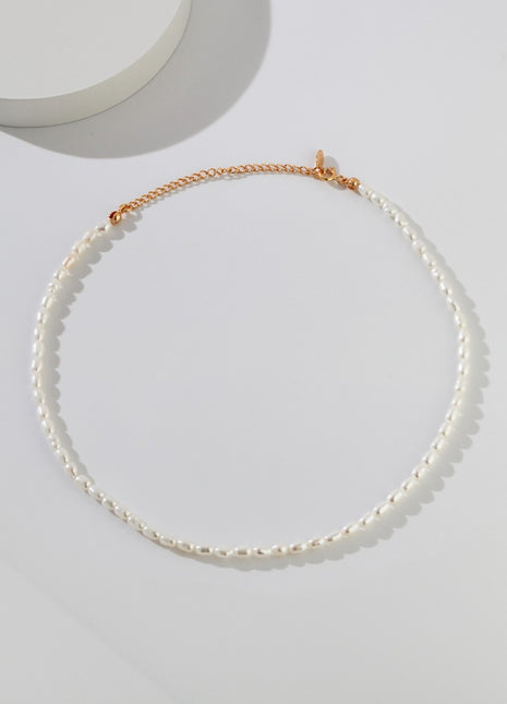 Sterling silver rice pearl necklace D0318