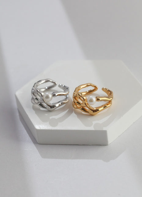 Pure silver pearl ring J0124