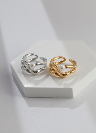Pure silver pearl ring J0124