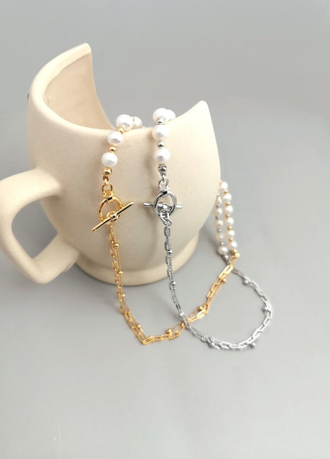 Sterling silver pearl necklace D0221