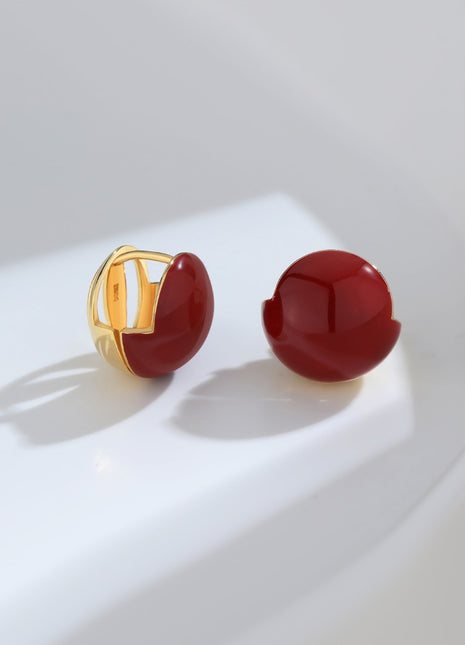Chinese Red Dripping Glaze Earrings E0594