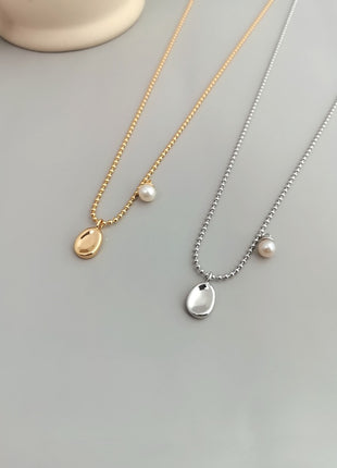 Sterling silver pearl necklace D0216