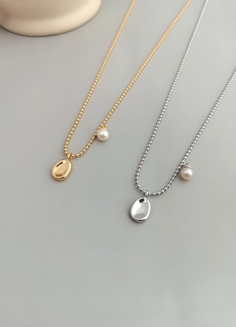 Sterling silver pearl necklace D0216
