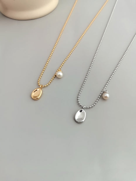 Sterling silver pearl necklace D0216