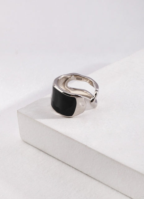 Pure silver enamel ring J0163