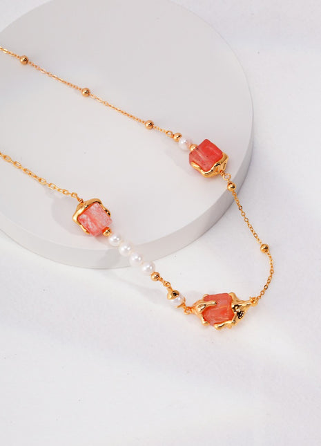 Sterling Silver Synthetic Cube Crystal Necklace YD0003