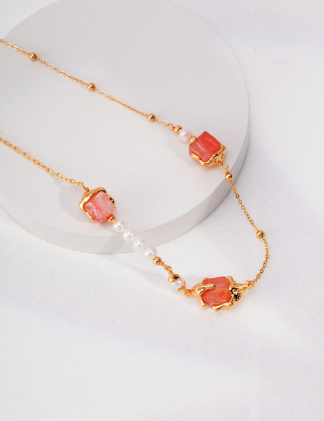 Sterling Silver Synthetic Cube Crystal Necklace YD0003