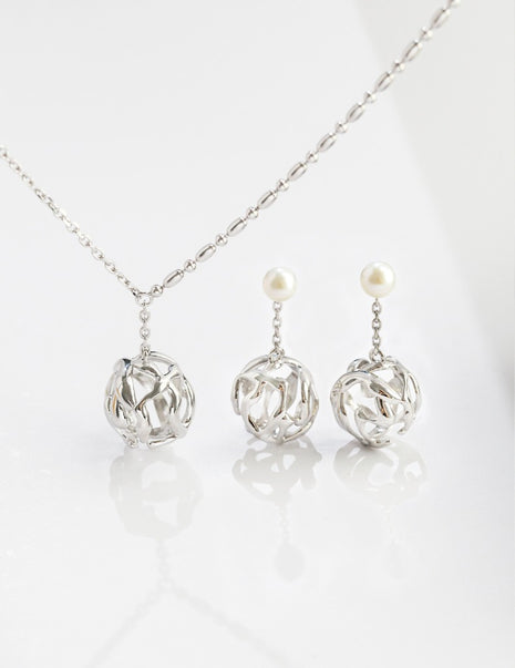 Sterling silver pearl necklace D0290